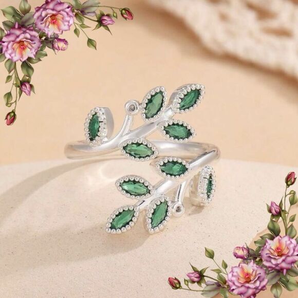 Leaf vine open adjustable ring - Picture 1 of 9
